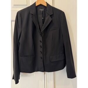 Talbots Womens Black Wool Blend 5-Button Blazer Jacket Size 16 JO1931